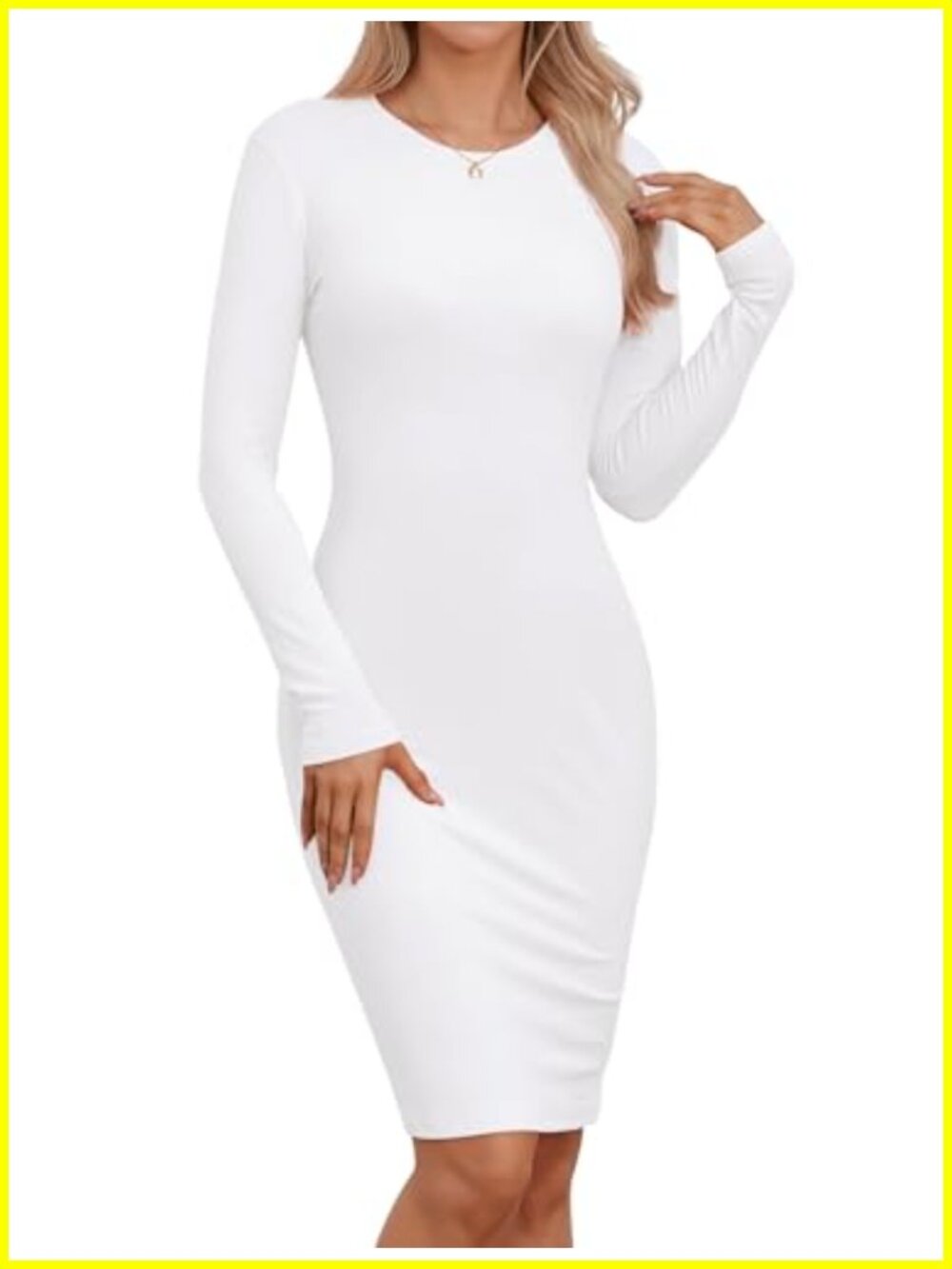Long Sleeve Bodycon Dress Women Fleece Lined Casual Crew Neck